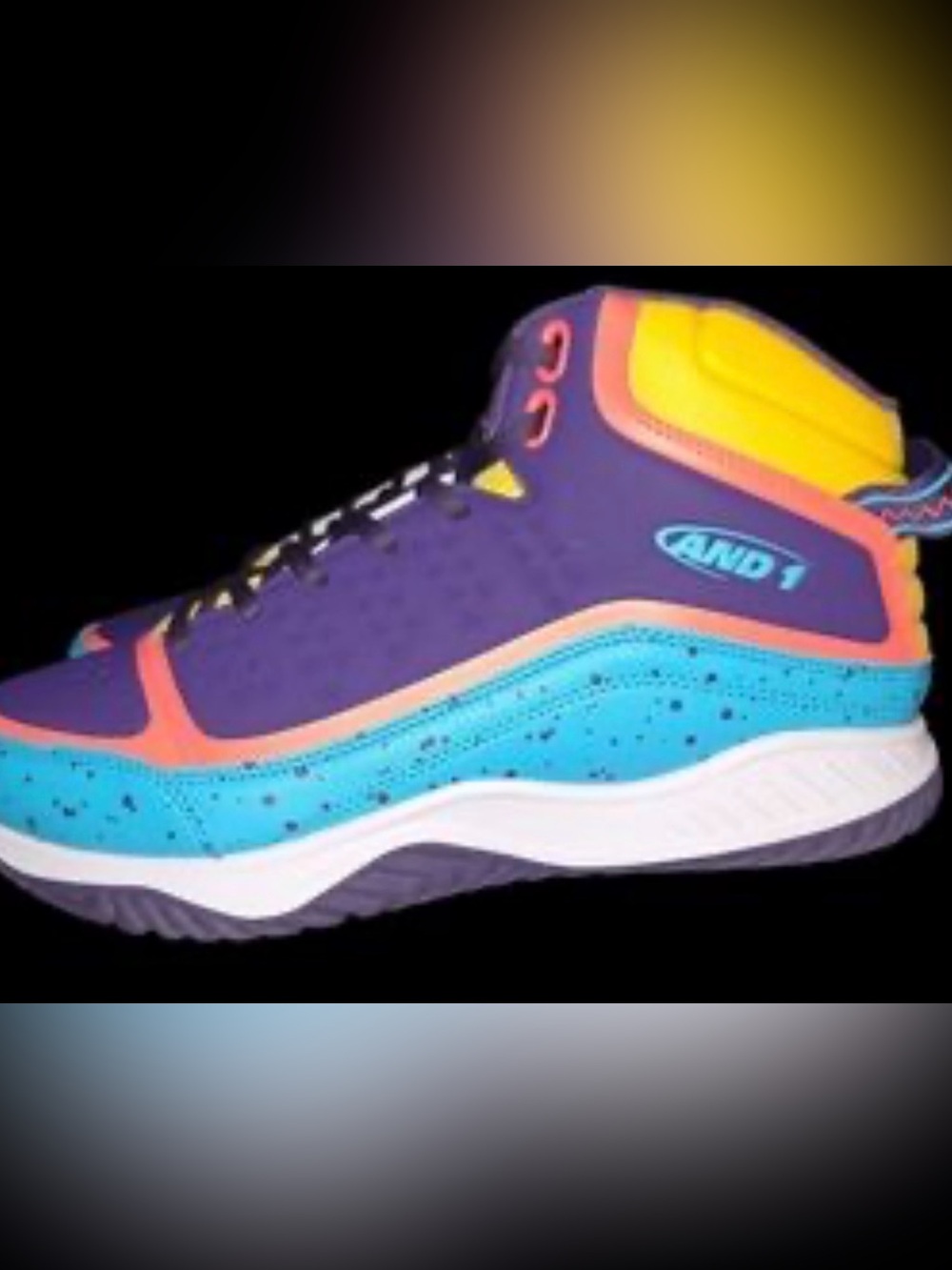 And1 Men's Athletic High-Top Shoes in Purple, Teal and Yellow - Picture 4 of 5